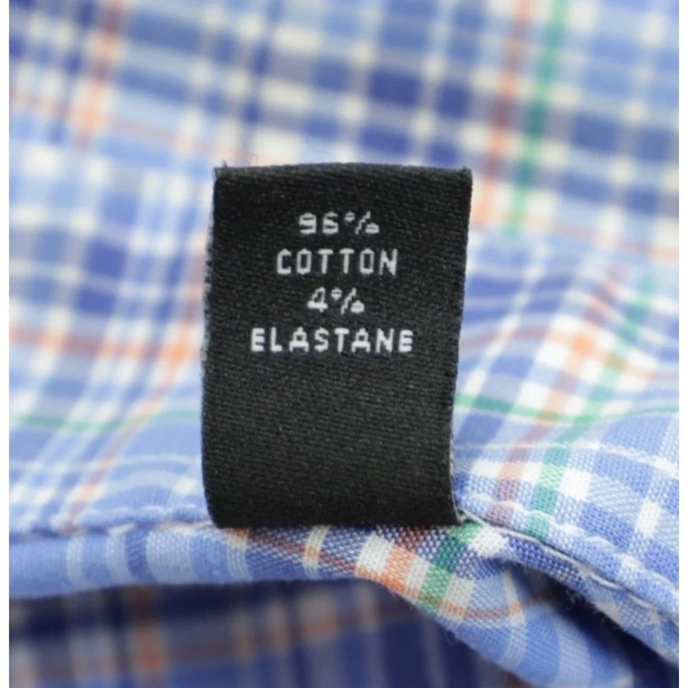 Lauren Ralph‎ Lauren Shirt Mens Large 16 - 34/35 Plaid Cotton Blend Stretch